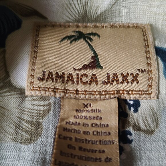 Jamaica Jaxx 100% Silk Floral Hawaiian Short Sleeve Button Down Shirt XL - Picture 7 of 9